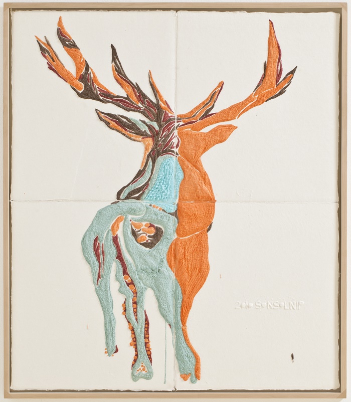 가장 이상적인 노루 The Ideal Roe Deer, Mixed media on Korean Paper, Unsew Paper, 106×92cm 이미지