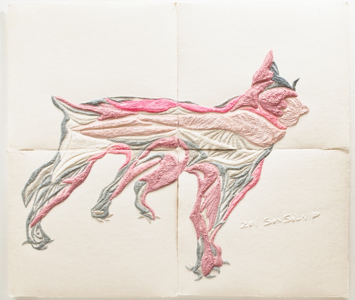 가장 이상적인 개 The Ideal Dog, Mixed media on Korean Paper, Unsew Paper, 92×106cm 이미지